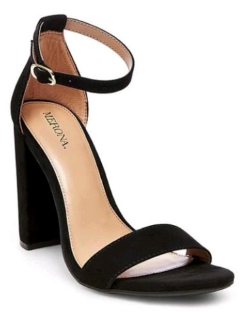 Merona Black Suede Ankle-Strap Block Sandals